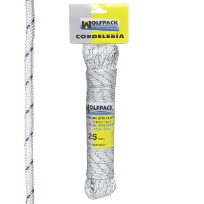 Imagen de Cuerda Nylon Alta Tenacidad Blanca / Azul (Madeja 25 m.)