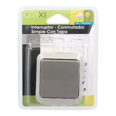 Imagen de Interruptor / Conmutador Oryx Simple con tapa gris