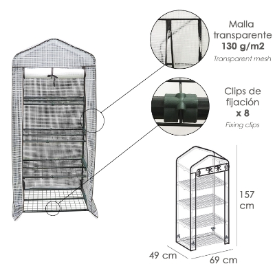 Imagen de Invernadero Portatil Pvc 4 Niveles 157 cm.