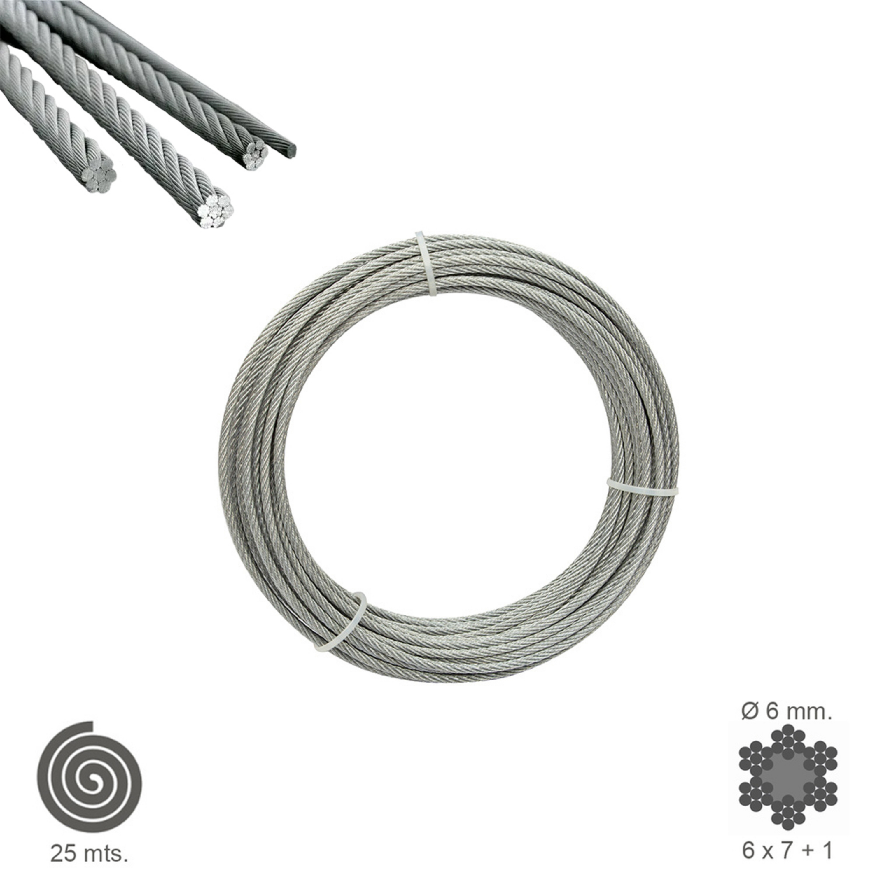 Imagen de Cable Galvanizado    6 mm. (Rollo 25 Metros) No Elevacion