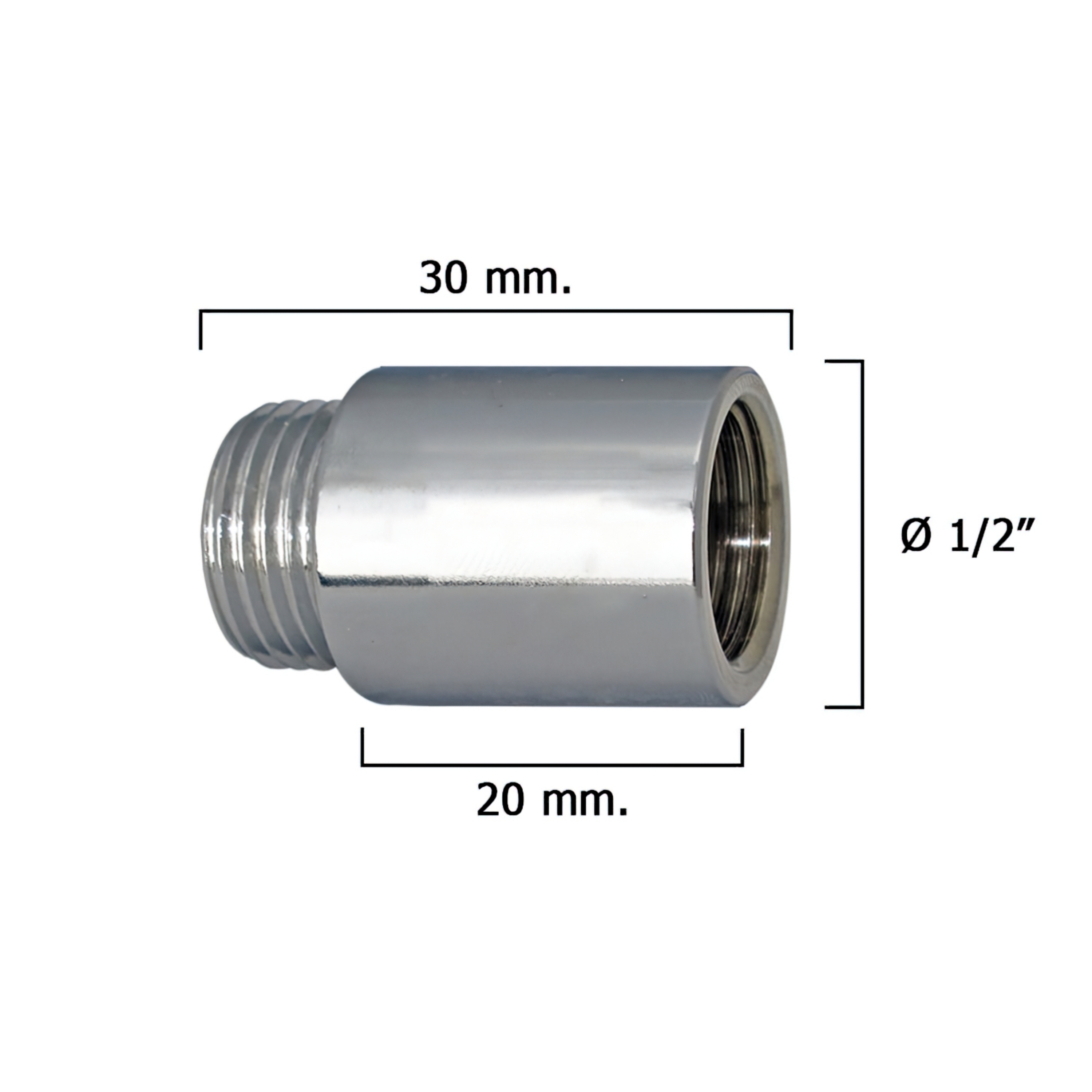 Imagen de Alargadera Redonda Cromo  1/2" x 20