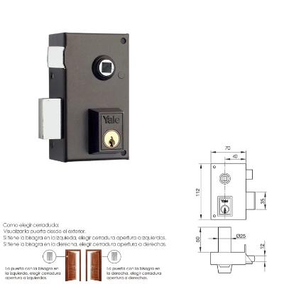 Imagen de Cerradura Yale   56-B/HPR/70/ Izquierda