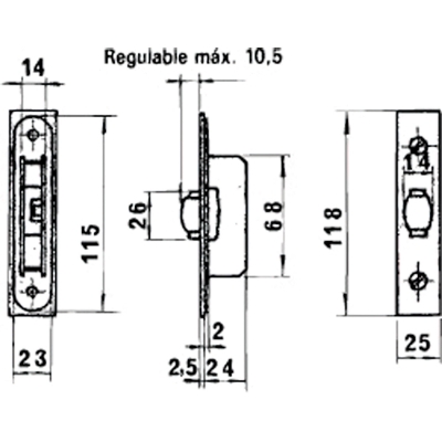 Imagen de Cerradura Lince 5554 Aluminio   14 mm.