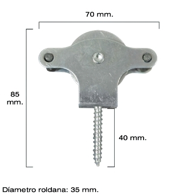 Imagen de Polea Tendedero Wolfpack Zincado 40 mm. Roldana Metal con Tirafondo