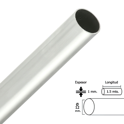 Imagen de Barra Armario Cromado Redondo 12 mm. Ø (Barra 1,5 metros)