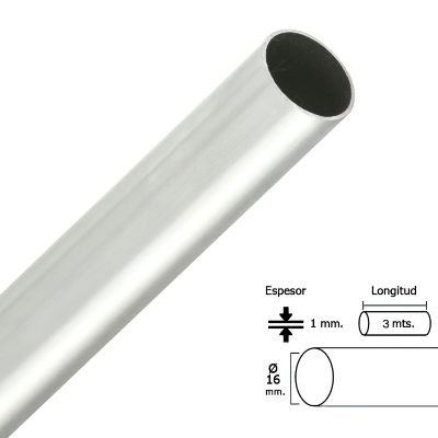 Imagen de Barra Armario Cromado Redondo 16 mm. Ø (Barra  3,0 metros)