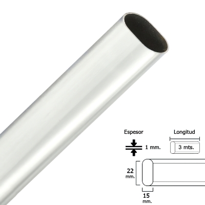 Imagen de Barra Armario Cromado Ovalado 15x22 mm. (Barra 3,0 metros)