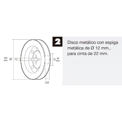 Imagen de Disco Persiana Metalico Espiga Metalica 180x60 mm. Cinta 18/22 mm.