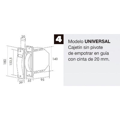 Imagen de Recogedor Persiana Universal Blanco Cinta 20 mm.