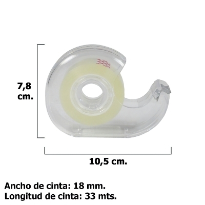 Imagen de Cinta Celo Adhesivo Transparente 18 mm. x 33 Mts. Con Dispensador.