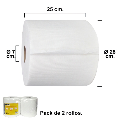 Imagen de Rollo Papel Secamanos Industrial  800 Servicios Por Rollo (2 Rollos)