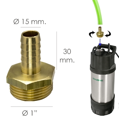 Imagen de Entronque De Manguera Con Espiga Ø 15 mm. Macho 1"