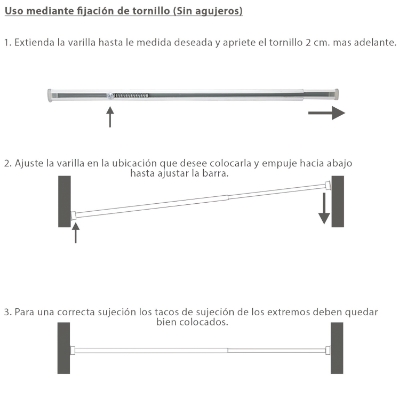 Imagen de Barra Visillo Extensible 37.5/60 cm. Con Muelle Presion Ajustable  (1 Pieza)