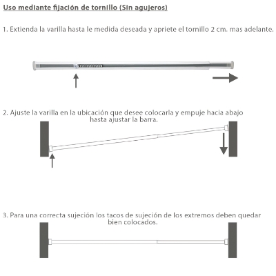 Imagen de Barra Visillo Extensible 148.5/240 cm.Con Muelle Presion Ajustable  (1 Pieza)