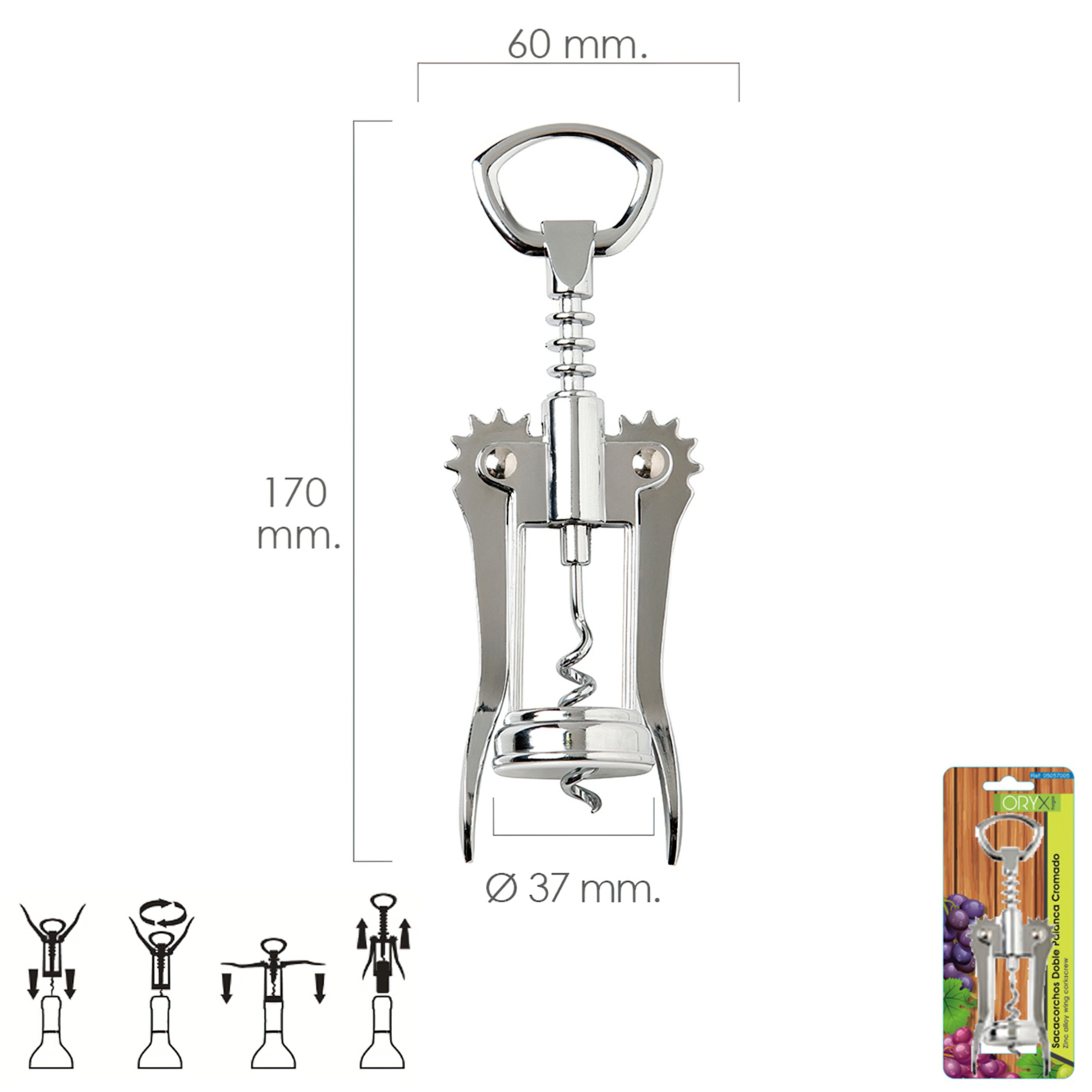 Imagen de Sacacorchos Doble Palanca Cromado