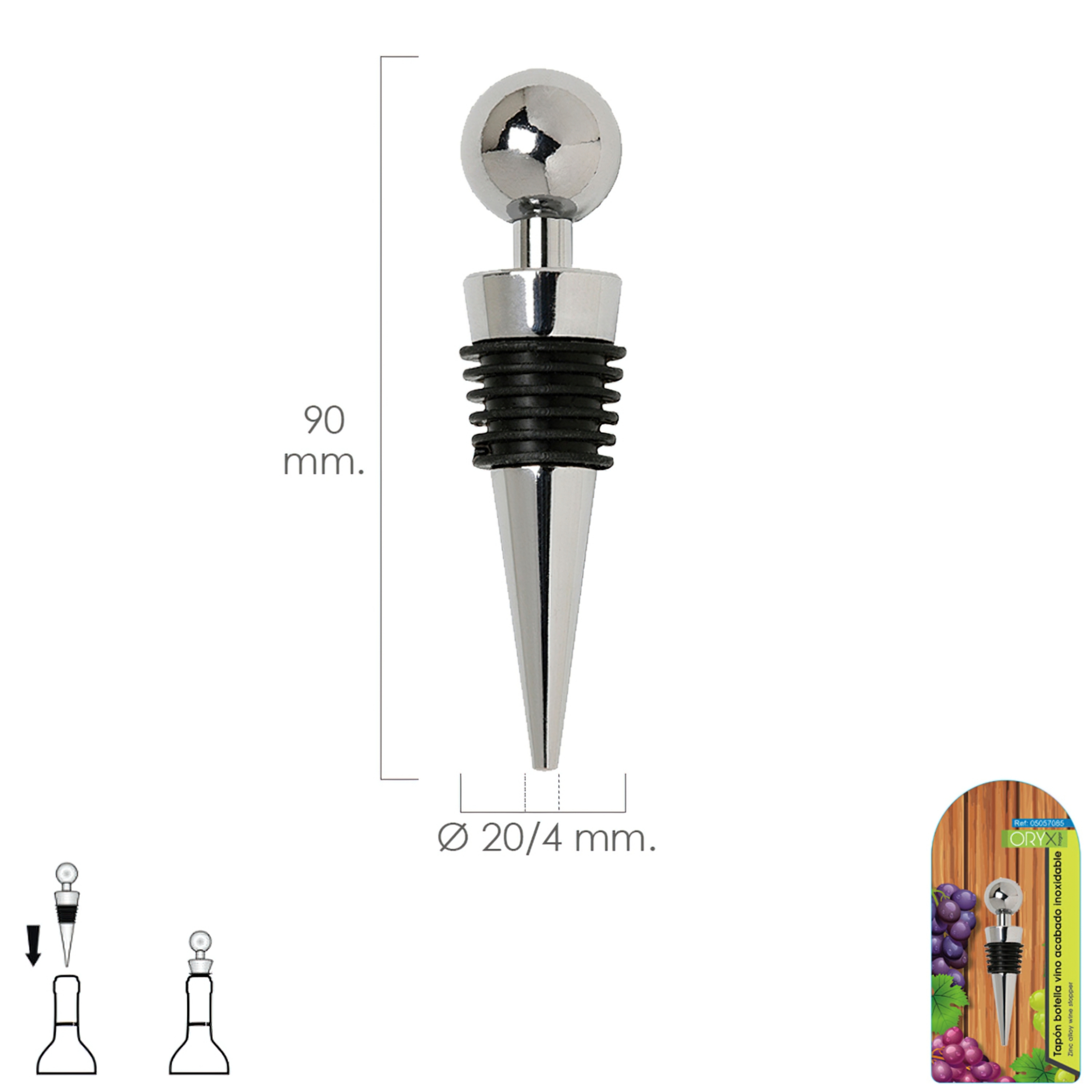 Imagen de Tapon Botella Vino Acabado Inox