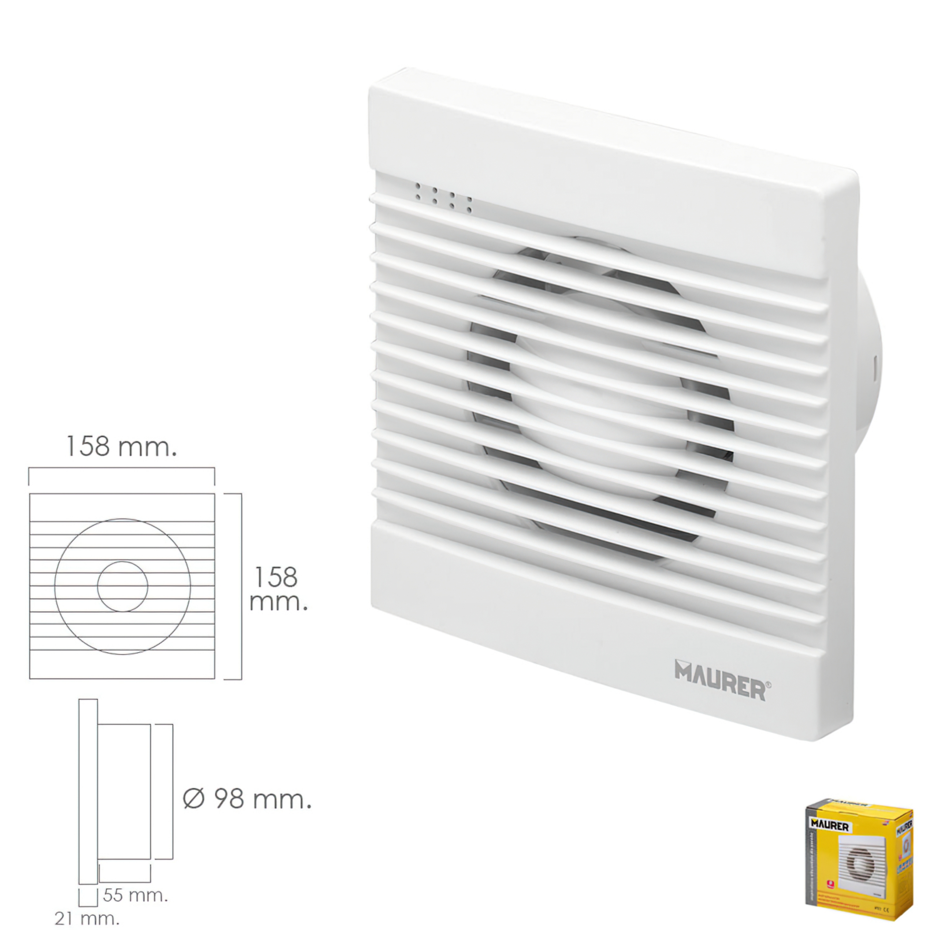 Imagen de Extractor Humos Baño 13 Watt. Salida Ø 98 mm.