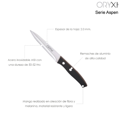 Imagen de Cuchillo Aspen Cocina Hoja Acero Inoxidable 12 cm. Negro