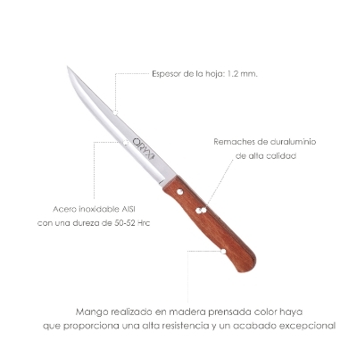 Imagen de Cuchillo Montana Cocina Hoja Acero Inoxidable 13 cm. Mango Madera