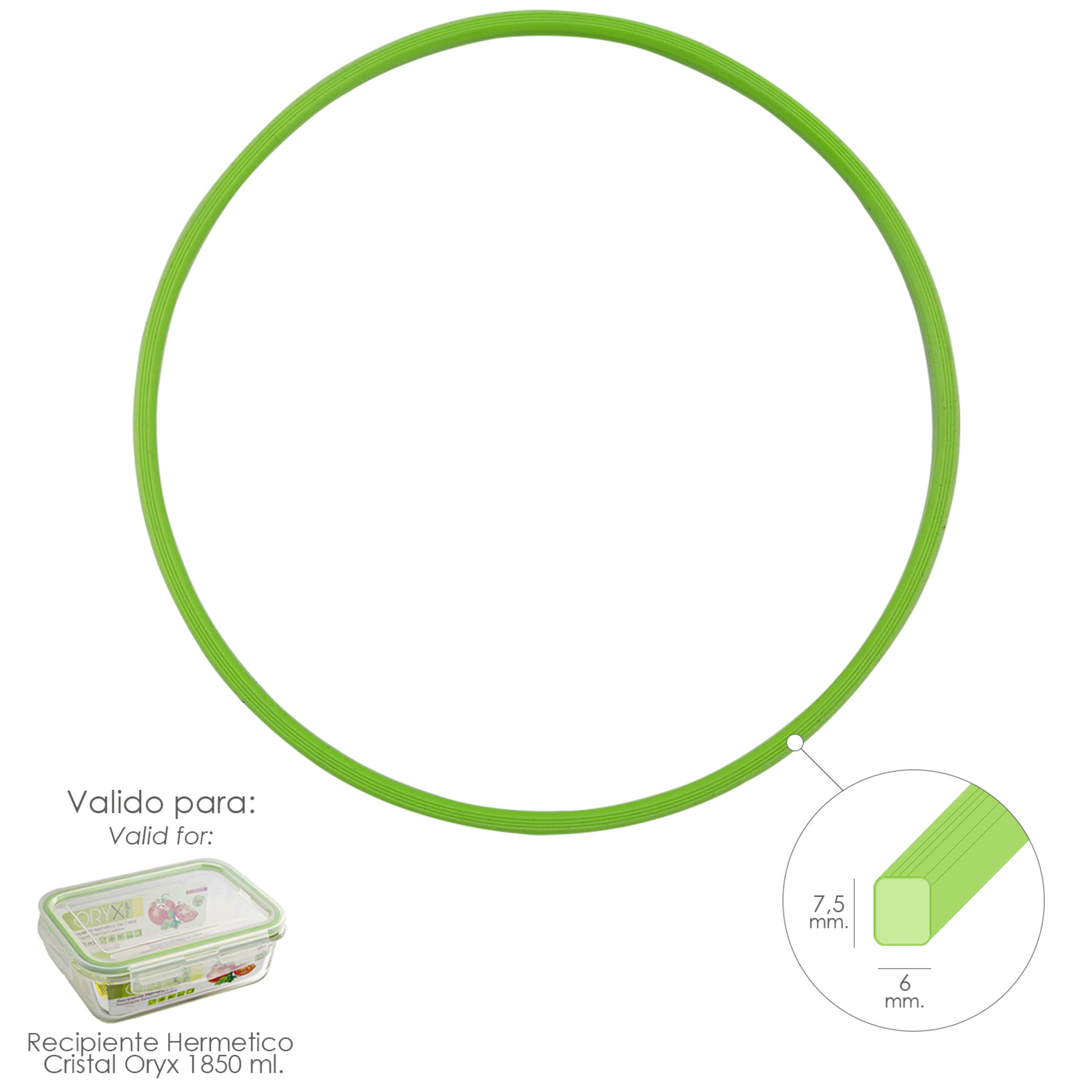 Imagen de Anillo Silicona Para Recipiente Hermetico Cristal Rectangular 1850 ml.