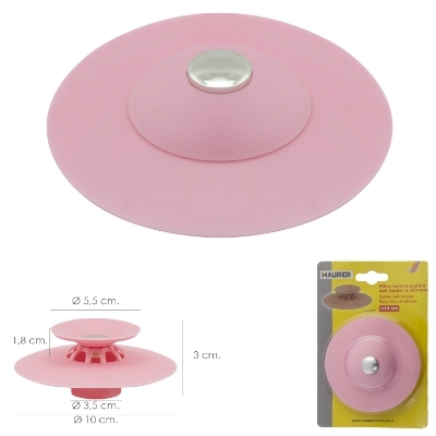 Imagen de Tapón Universal Fregadero Lavabo Bañera Silicona Con Cestillo Ø 10 cm.