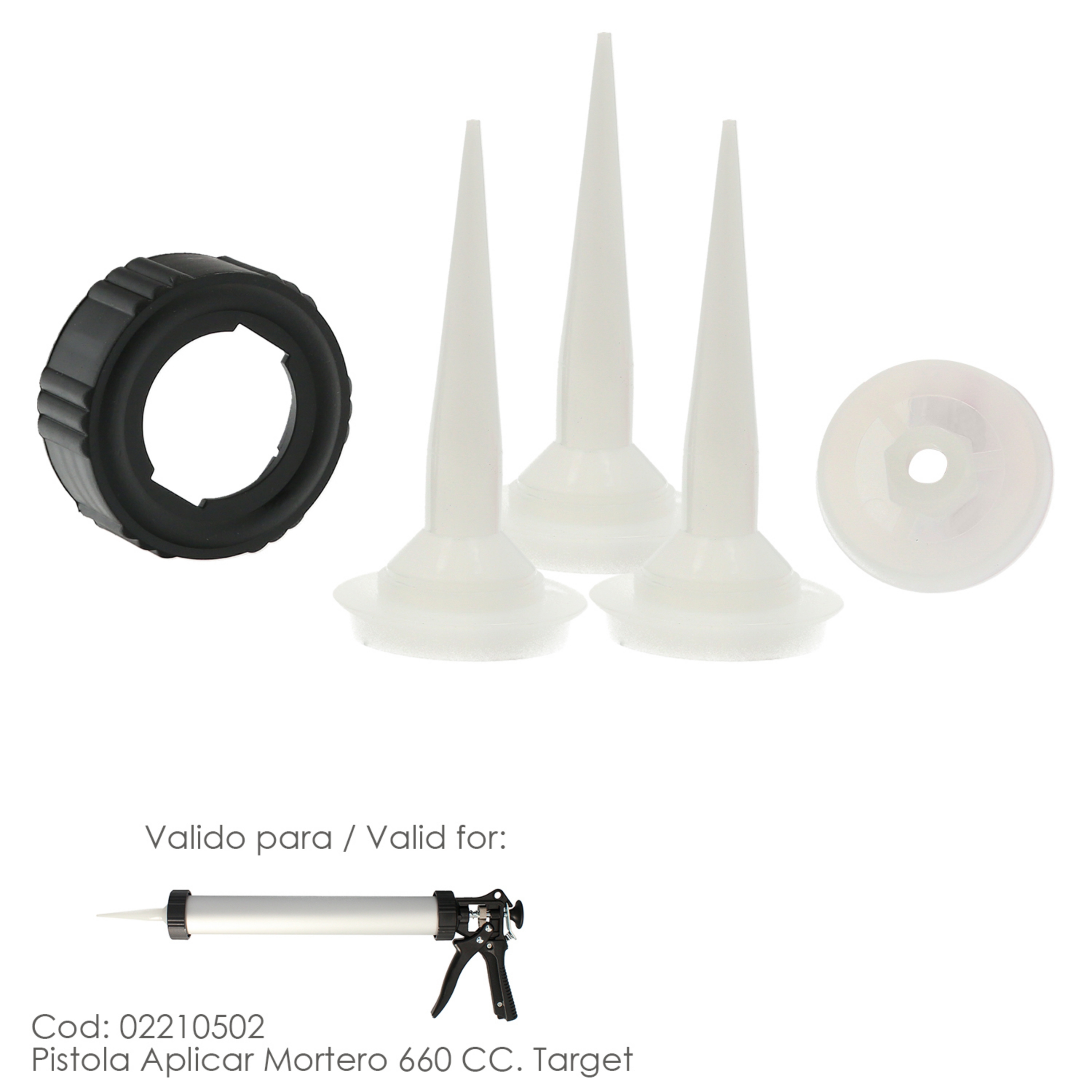 Imagen de Set Accesorios para Pistola Aluminio / Acero Aplicar Mortero 660 CC. 02210502