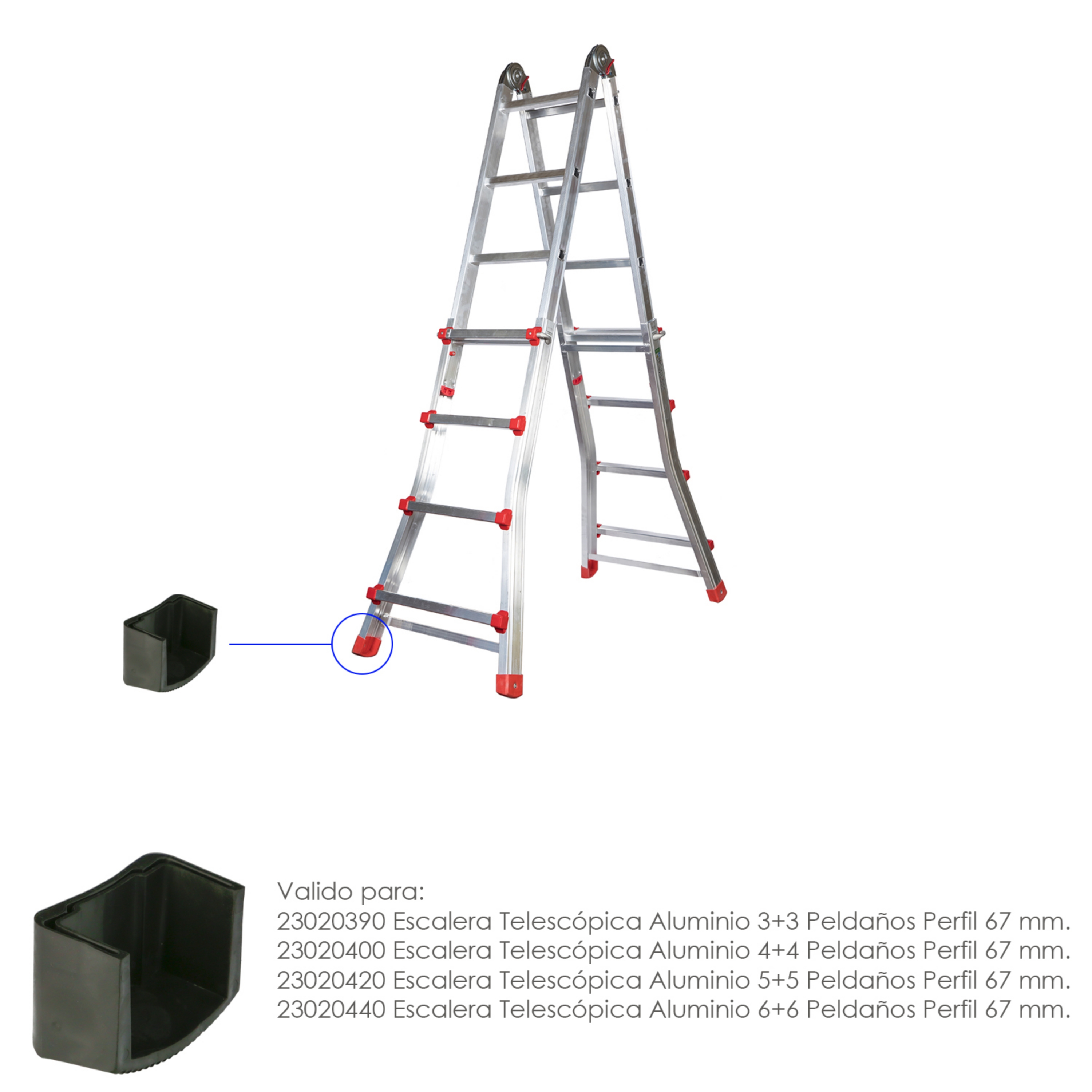 Imagen de Contera Escaleras Telescopicas Perfil de 67 mm. Tramo Exterior. Version 2019