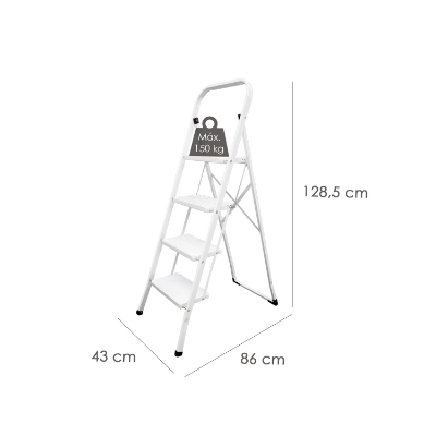 Imagen de Escalera Domestica Acero 4 Peldaños, Escalerilla Blanca