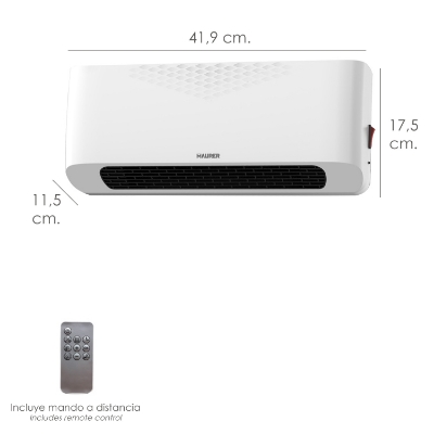 Imagen de Termoconvector Ceramico Split Para Pared 1000 / 2000 W. Led. Con Mando A Distancia, Temprorizador, Control Temperatura,