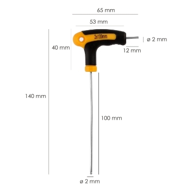 Imagen de Llave Allen Con Bola Mango Bimaterial "Soft Touch" Forma T 2,0 mm. Acero Cromo Vanadio, Destornillador allen, llave hexagonal