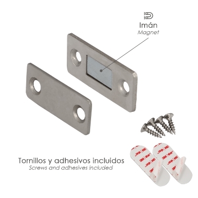 Imagen de Cierre Iman Universal Atornillable/ Adhesivo Para Puertas / Cajones / Frigorificos / Armarios.