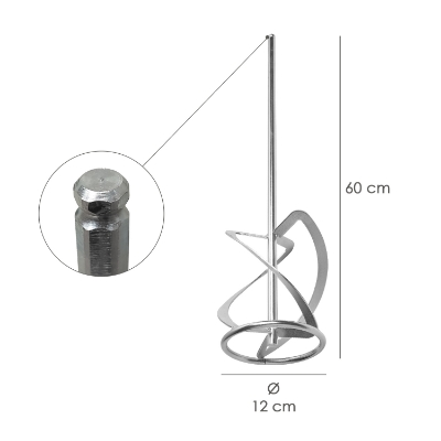 Imagen de Mezclador Cola Recambio Con Enganche Rapido Ø 12 x 60 cm. Para Mezcladora Electrica