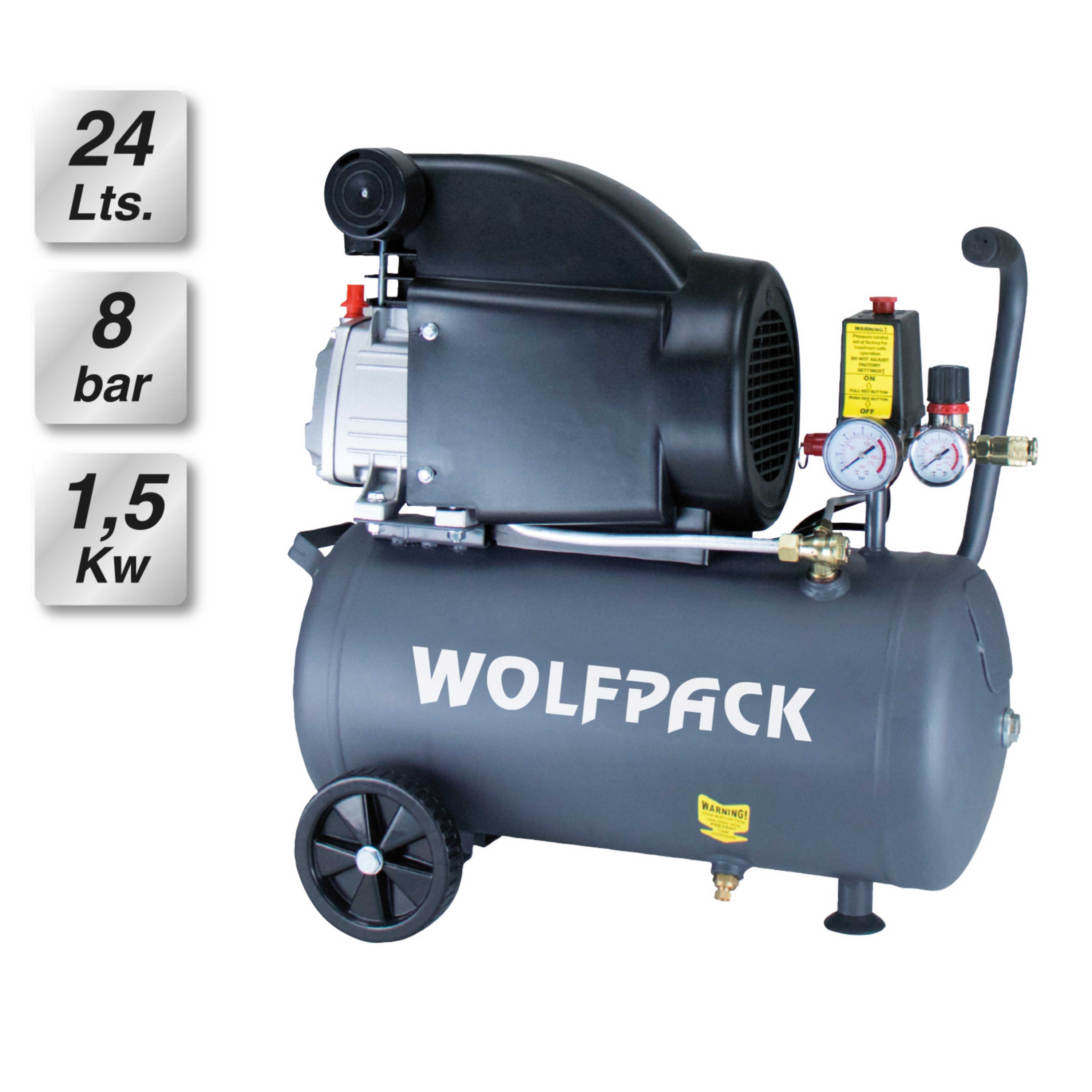 Imagen de Compresor Aire Wolfpack 24 Litros / 8 Bares / 1,5 Kw - 2,0 HP