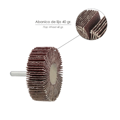 Imagen de Abanico Lija Grano 40 Medida Ø 60 x 20 mm. Disco Abrasivo Laminas, Ruedas Mil Hojas, Ruedas Abrasivas,Lijado,Desbaste,Pulir