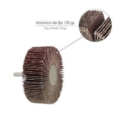 Imagen de Abanico Lija Grano 120 Medida Ø 60 x 30 mm. Disco Abrasivo Laminas, Ruedas Mil Hojas, Ruedas Abrasivas,Lijado,Desbaste,Pulir