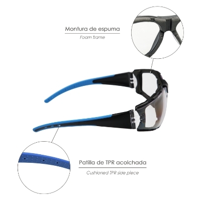 Imagen de Gafas de Seguridad Acolchadas Cristales Transparentes Con Patillas Engomadas EN/166