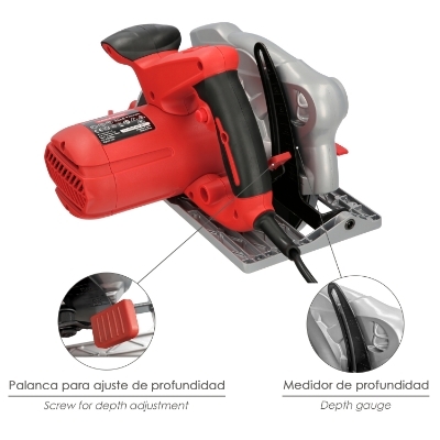 Imagen de Sierra Circular 1300 Watt. Con Laser Disco 185 mm. 4.700 RPM Corte Inglete Regulador de Profundidad. Ingletadora, Sierra Madera