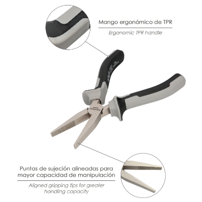 Imagen de Alicates Boca Plana 150 mm. Acero Cromo Vanadio DIN-ISO 5745 Alicates Punta Plana, Alicates Boca Plana Larga,