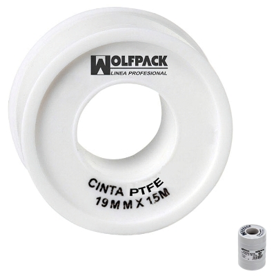 Imagen de Cinta PTFE Wolfpack 19 mm. x 50 m. Grueso. (Paquete de 5 Rollos)