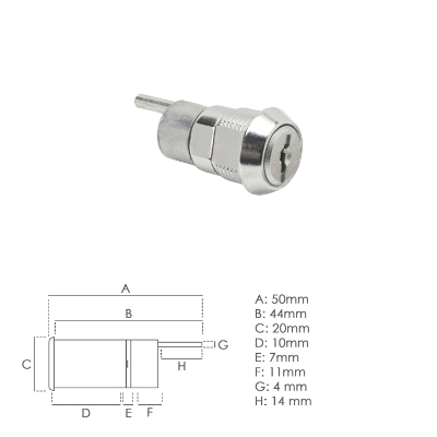 Imagen de Cerradura Mueble Para Cajon Llave Excentrica  336 mm. Cromada