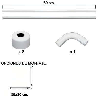 Imagen de Barra Para  Cortina Ducha Universal Aluminio Blanco 80x80 cm.