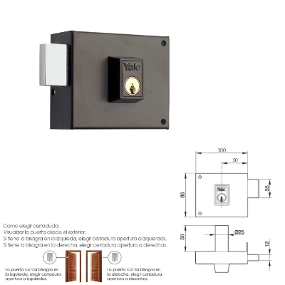 Imagen de Cerradura Yale  124-A/HP/10/ izquierda