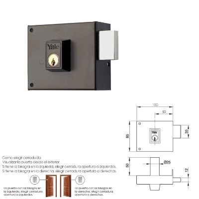 Imagen de Cerradura Yale  124-a/hpr/10/ Derecha