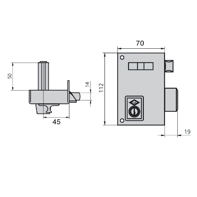 Imagen de Cerradura Cvl   56a/70/he Derecha