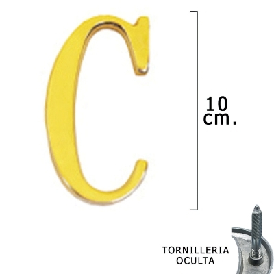 Imagen de Letra Latón "C" 10 cm. con Tornilleria Oculta (Blister 1 Pieza)