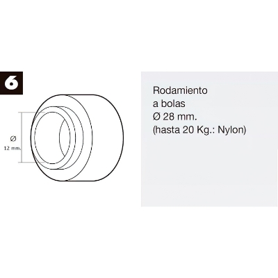 Imagen de Rodamiento Persiana Ø 12-28mm (Nylon)