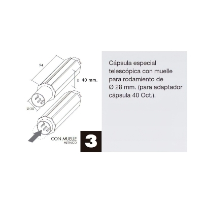 Imagen de Capsula Persiana Telescopica Sin Espiga Para Eje 40 mm.