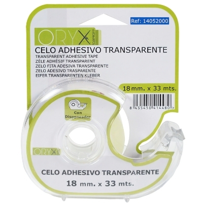 Imagen de Cinta Celo Adhesivo Transparente 18 mm. x 33 Mts. Con Dispensador.