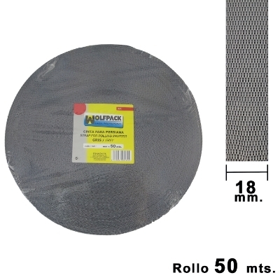 Imagen de Cinta Persiana Wolfpack Gris 18 mm. Rollo 50 Metros