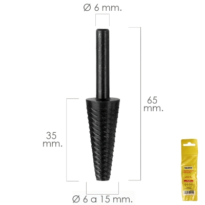 Imagen de Fresa Rotativa Para Metal Conica Ø 6 a 15 mm. Para Taladro / Fresadora